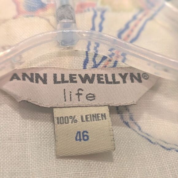 Ann Llewellyn Life 100% Linen Jacket Blazer Sz 46 XL Floral Paisley Utility Boho - Picture 6 of 11